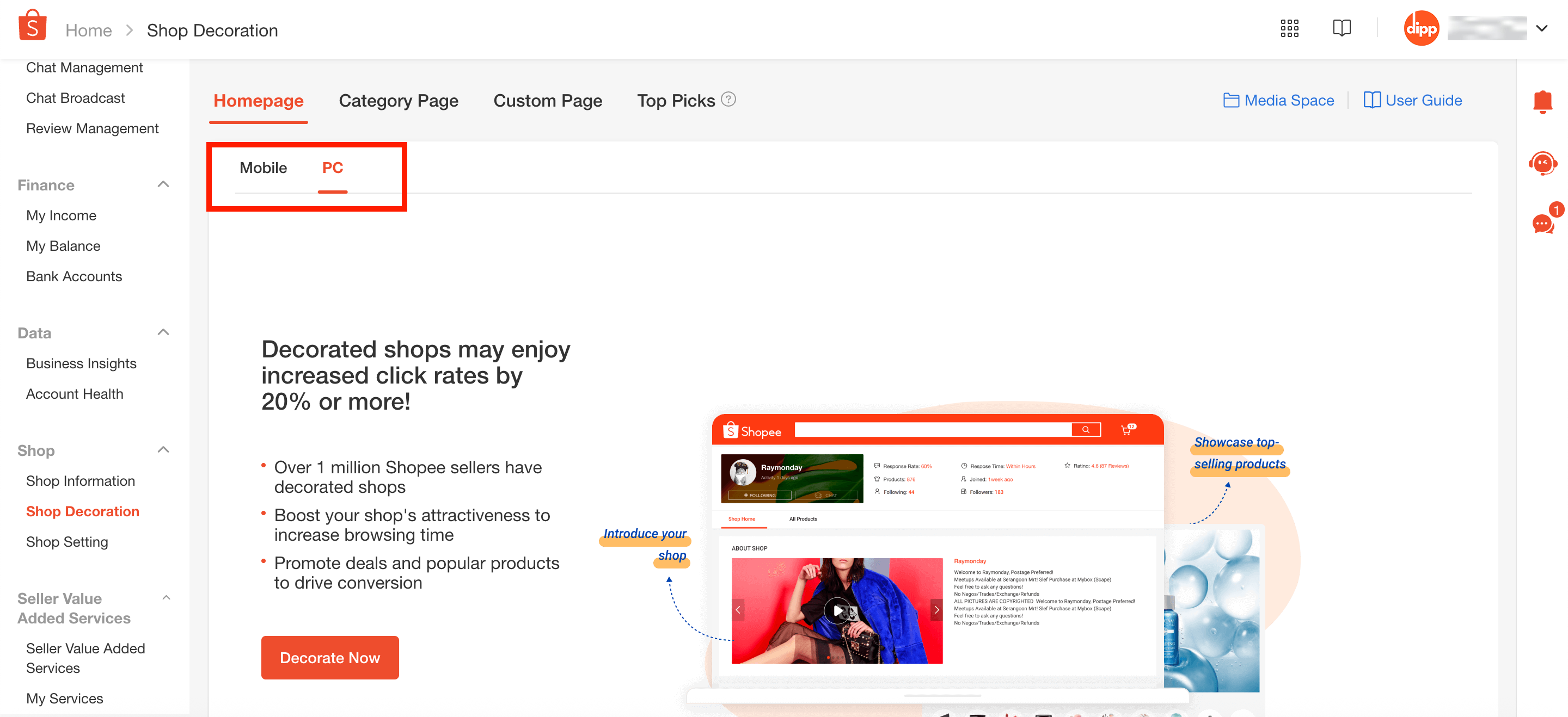 Shopee storefrount_PC